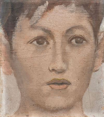 Ritratto di giovane, olio su tela applicata su cartone