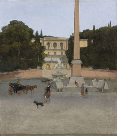 Piazza del Popolo, 1933/'38, olio su tavola