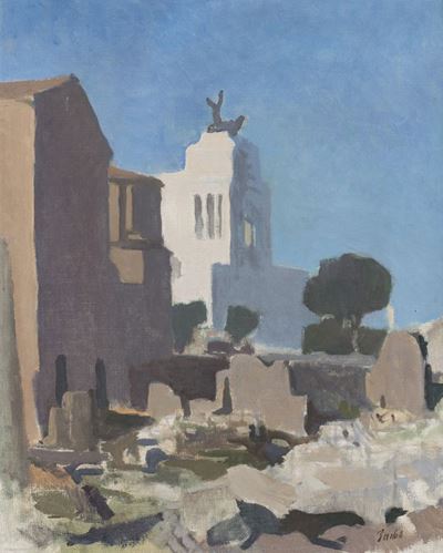 Foro romano con scorcio del Vittoriano, olio su tela, 1935, cm 50 x 40