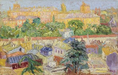Paesaggio romano, 1943, olio su tela