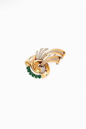 in oro 18kt, tsavoriti e diamanti, 1940 circa