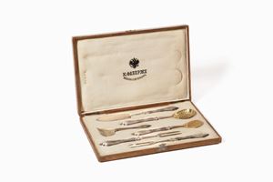 set da storione e caviale in argento