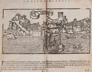 Descrizione ampiamente illustrata del viaggio del francescano No&egrave; Bianco da Venezia al Santo Sepolcro con annotazioni su citt&agrave;, animali, religione, usi e costumi dei popoli incontrati. Una tavola elenca le distanze dalle citt&agrave; attraversate a Gerusalemme. Brunet I 847-848 (per altre edizioni). Viaggio da Venetia al Santo Sepolcro et al monte Sinai
