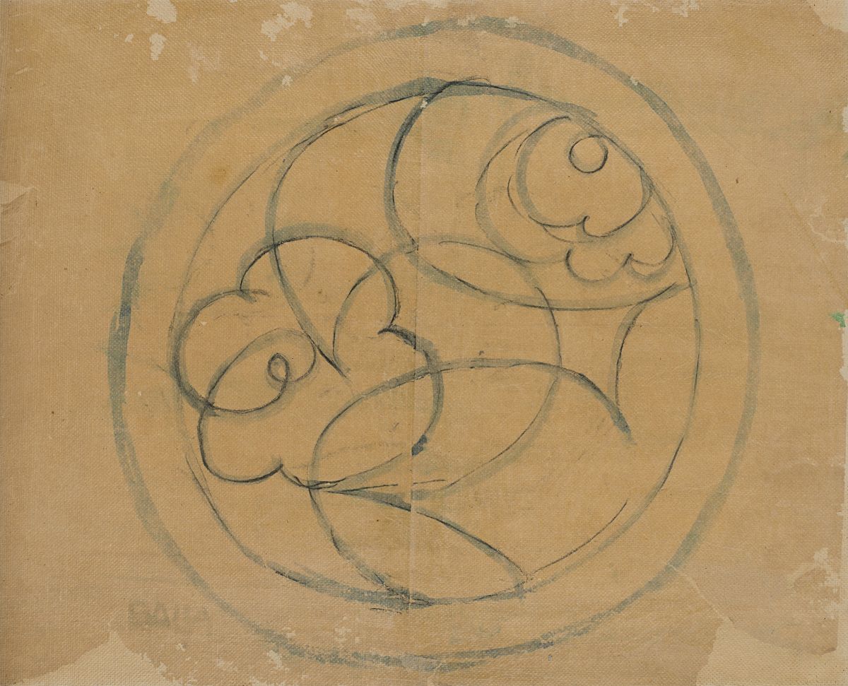 Giacomo Balla - Motivo per piatto, acquerello e matita blu su carta, 1920 circa