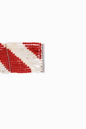 in oro bianco 18kt, perle coltivate e corallo