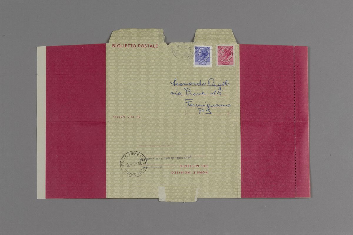 Pierpaolo Calzolari - Senza titolo (Il treno - Telegrammi), 1976