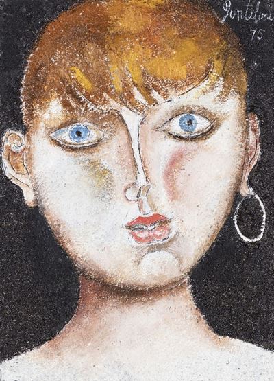 Giuditta, olio su cartone sabbiato, 1975