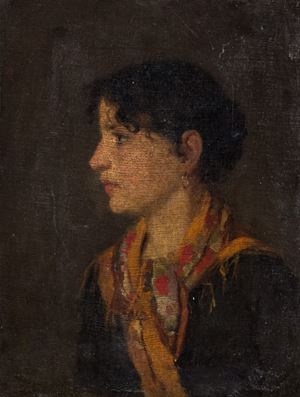 Riratto di giovane donna di profilo