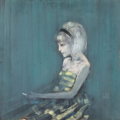 Ritratto di signorina, olio su tela 60 x 60 cm
