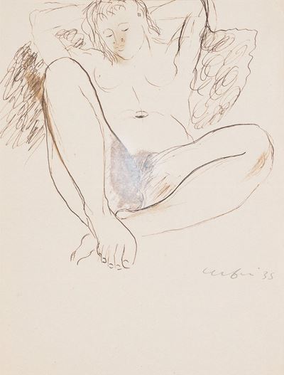 Nudo, 1935, tecnica mista su carta