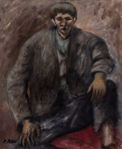 Ragazzo seduto, olio su tela, cm 65 x 50, 1948 ca.