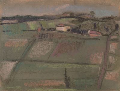 Colline brulle, pastelli colorati su cartoncino