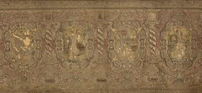 Paliotto ricamato in rilievo con fili d'argento, cm 69,5 x 155