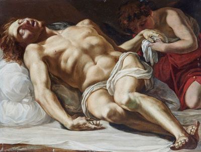 Pittore fiammingo attivo in Italia, Compianto di Cristo, olio su rame