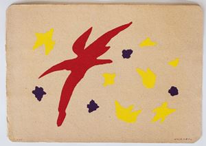 Composizione rossa, gialla e viola 