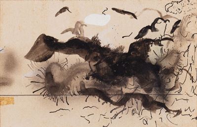 N°9 - Quasifigurativo, tecnica mista su carta, 1952