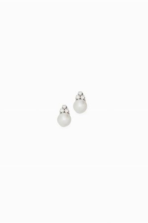 in oro bianco 18kt, perle coltivate South Sea di mm 12 ca e diamanti