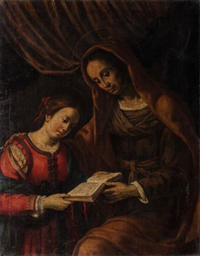Scuola marchigiana, Educazione della Vergine, olio su tela