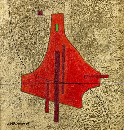 Forma n.4, 1967, acrilico e foglia d'oro su tavola