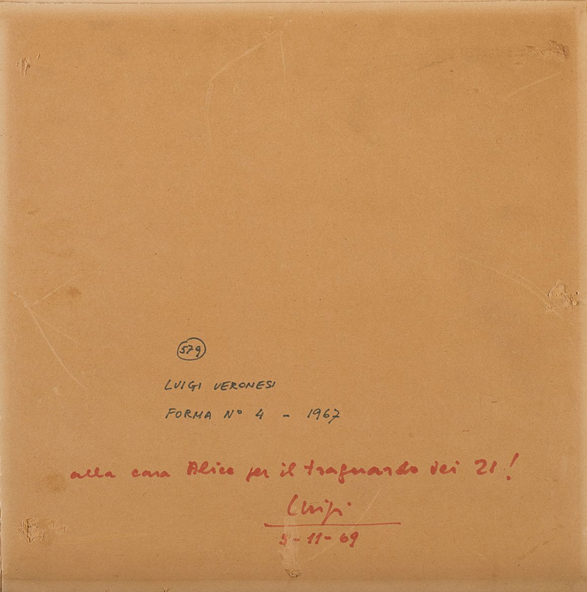 Luigi Veronesi - Forma n.4, 1967, acrilico e foglia d'oro su tavola