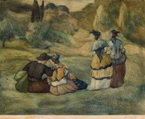 Figure eleganti in campagna