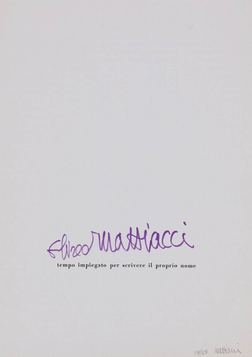 Eliseo Mattiacci - Tempo Impiegato per Scrivere il Proprio Nome, 1971/'72