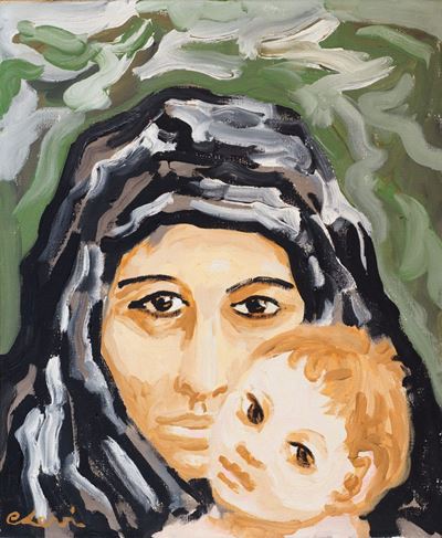 Madre e bambino, olio su tela, 1963