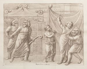 Dissertatio de larvis scenicis et figuris comicis antiquorum romanorum ec Italica in Latinam linguam versa.