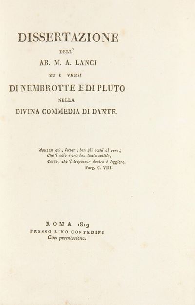 Dissertazione su I versi di Nembrotte e di Pluto nella Divina Commedia di Dante