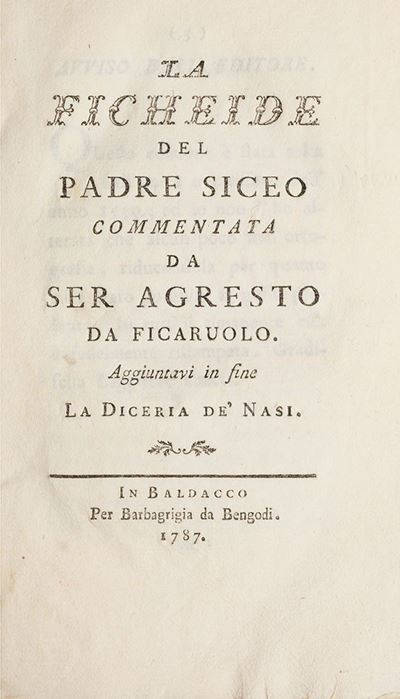 La Ficheide del Padre Siceo Commentata da Ser Agresto da Ficaruolo