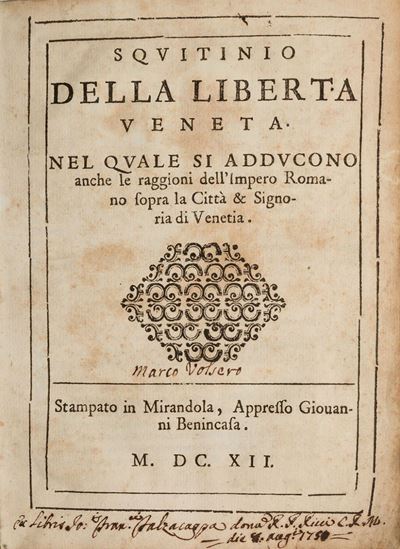Alfonso de la Cueva (Bedmar), Squitinio della liberta veneta. Nel quale si adducono anche le Ragg...