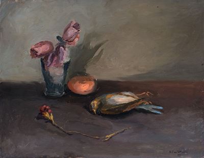Natura morta, 1946, olio su cartone