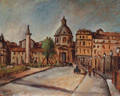 Mercati di Traiano, olio su tavola