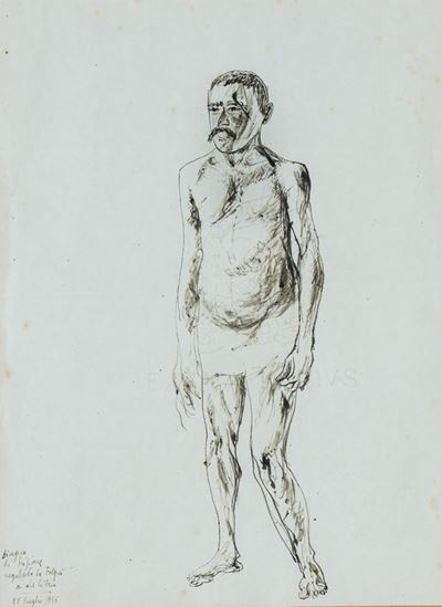 Nudo, 1930, china su carta