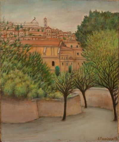 Tetti di Roma, olio su tela, 1957