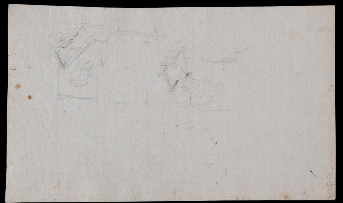 Scuola Emiliana, Secolo XVIII - Nudo virile di schiena, matita e biacca su carta preparata marron...