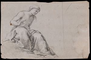 Studio per figura femminile drappeggiata seduta