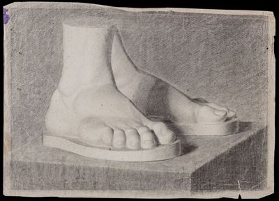 Studio di piedi dall'antico, matita su carta