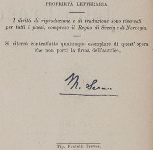 Prima edizione di quest’opera di Matilde Serao considerata da G.Carducci “La più forte prosatrice d’Italia”. Suor Giovanna della Croce