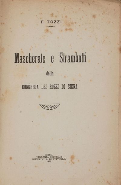Mascherate e Strambotti della Compagnia dei Rozzi di Siena
