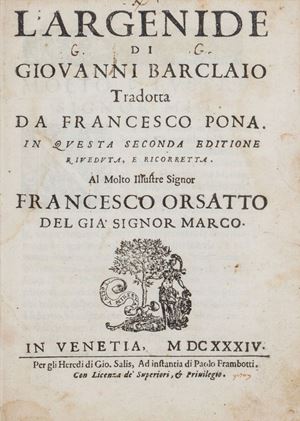 L' Argenide di Giouanni Barclaio tradotta da Francesco Pona