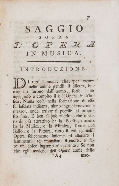 Saggio Sopra L’opera in Musica