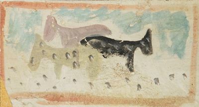 Cavallini dalmati, affresco su compensato, 1948