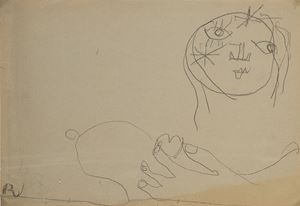 Amalassunta con a mano cuore, 1949
diseg