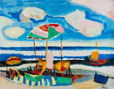 Spiaggia, olio su tela, cm 50 x 40