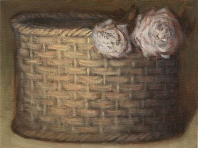 Rose bianche, olio su tela