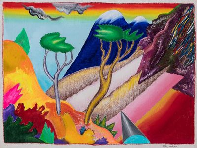 Paesaggio, olio su tavola