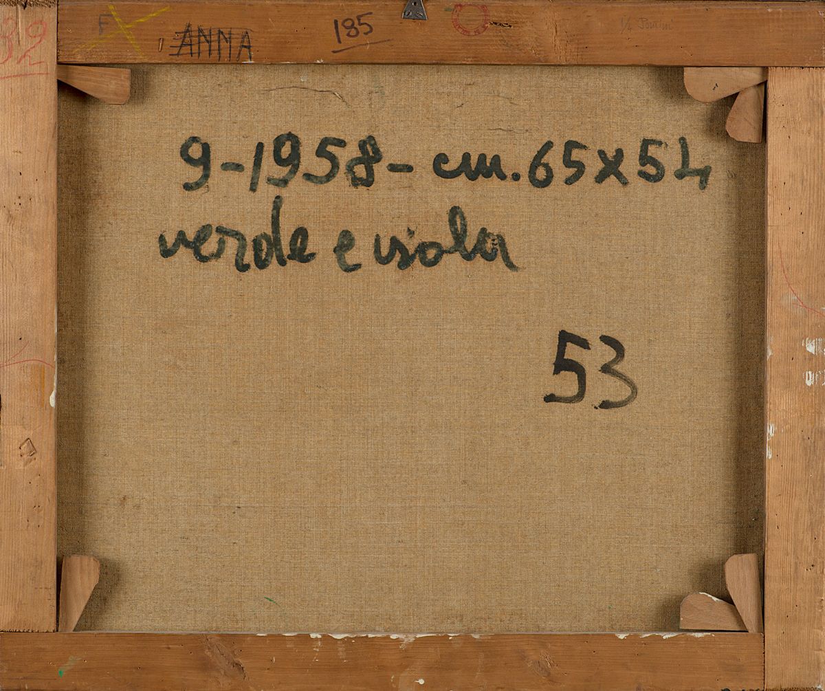 Alfredo Chighine - Verde e viola, 1958, olio su tela