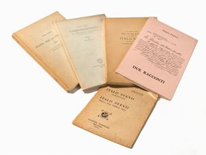 Insieme di 5 opere dedicate allo scrittore triestino. 
I opera: prima edizione numerata, il nostro è l’esemplare 1090/1500.
L’esemplare di Corrispondenza è il numero 481 di un’edizione di 500 copie.
 Due racconti