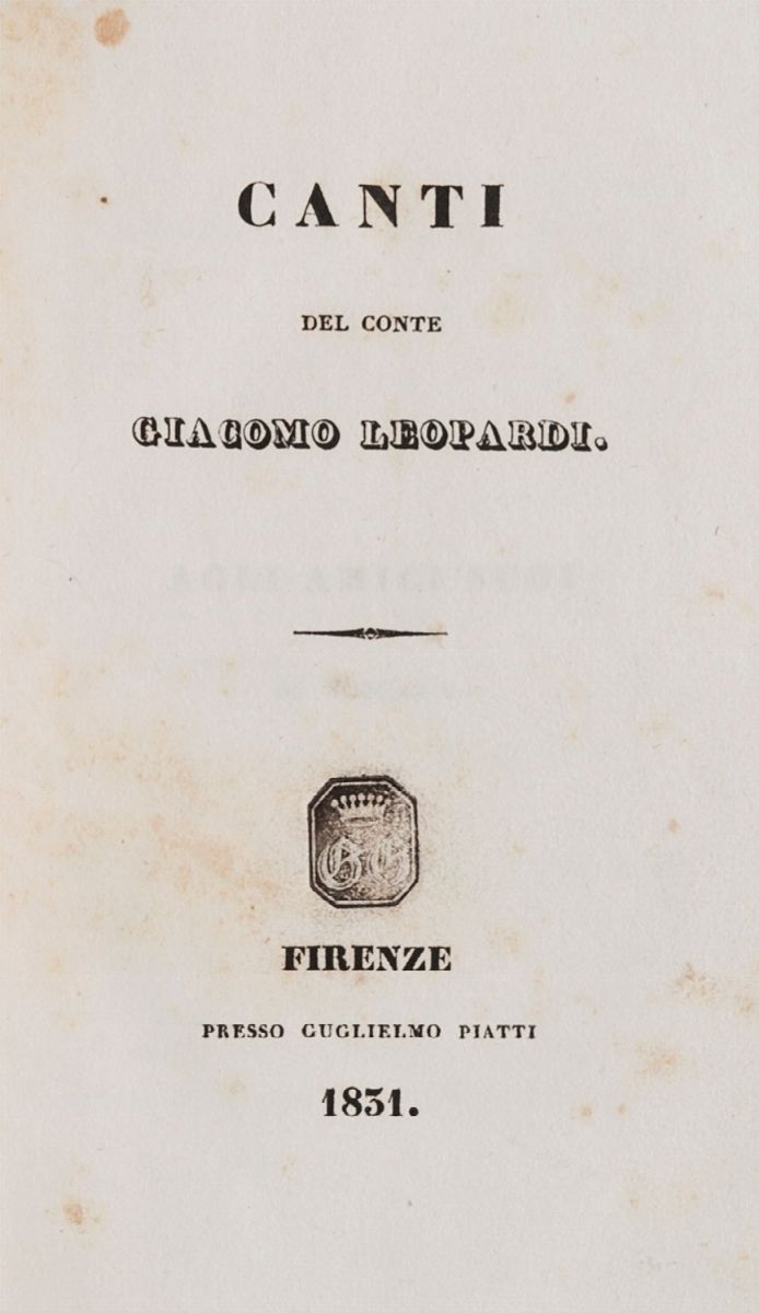 Canti del Conte Giacomo Leopardi